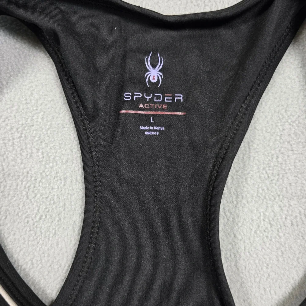 Spyder tank top Women Large Black Racerback Active SP309 Stretch